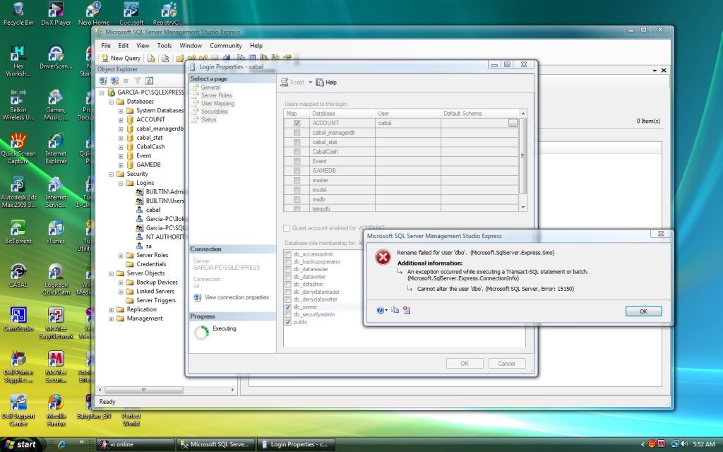 nitro+ - Microsoft SQL server 2005 user properties Error - RaGEZONE Forums