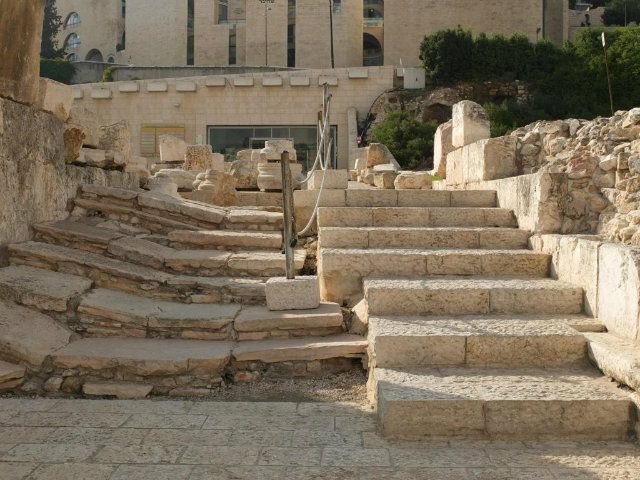 Ancient stairway next to modern day stairway