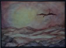 Sand Dragon A dragon flying over a desert landscape