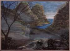 Scottish Ghost (sold) Scottish mountain scene with a ghost overlooking a fjord