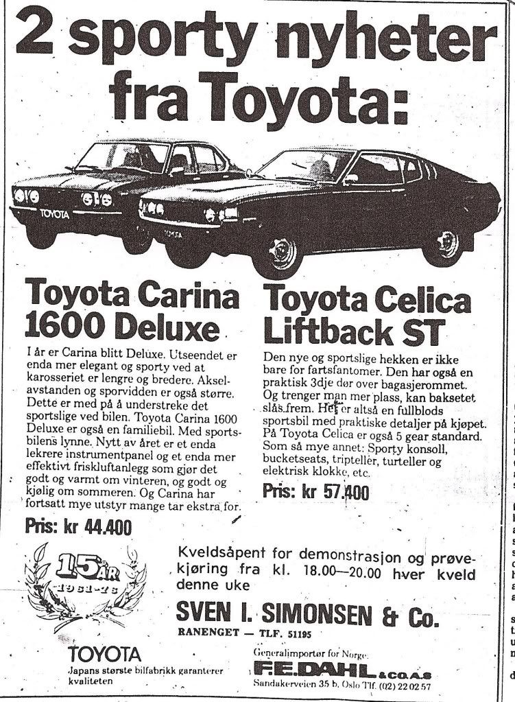 Gamle Toyota Annonser Og Avisklipp Ts Ogn 