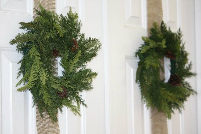 wreaths on doors