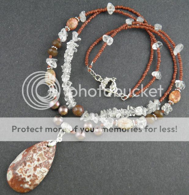   Rosetta Jasper gemstone pendant,Crystal handmade jewelry necklace